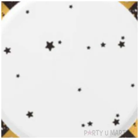 talerzyki papierowe happy birthday gwiazdki czarne zlote maki 18 cm 8 szt