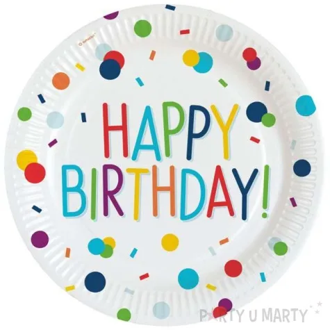 talerzyki papierowe happy birthday konfetti amscan 23 cm 8 szt