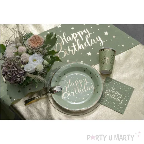 talerzyki papierowe happy birthday kraft oliwkowy santex 22 5 cm 10 szt