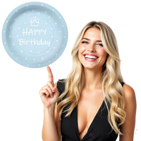 talerzyki papierowe happy birthday kropki blekitne paw 23 cm 10 szt