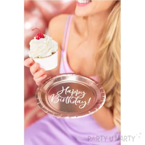 talerzyki papierowe happy birthday partydeco 18 cm 6 szt