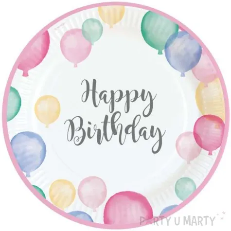 talerzyki papierowe happy birthday pastel amscan 23 cm 8 szt