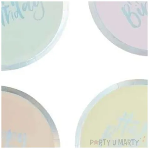 talerzyki papierowe happy birthday pastelowe ginger ray 25 5 cm 8 szt