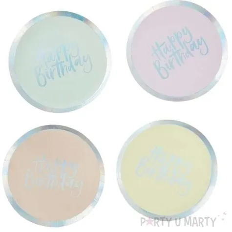 talerzyki papierowe happy birthday pastelowe ginger ray 25 5 cm 8 szt