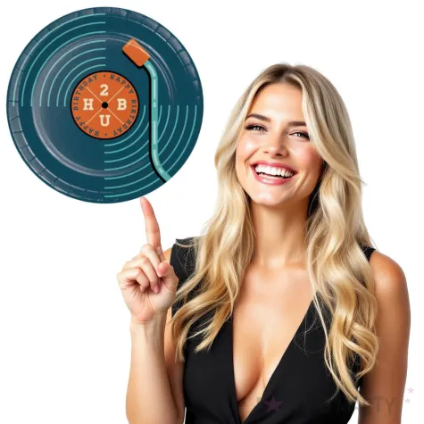 talerzyki papierowe happy birthday plyta winylowa godan 18 cm 8 szt