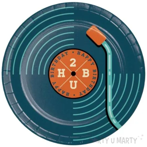 talerzyki papierowe happy birthday plyta winylowa godan 18 cm 8 szt