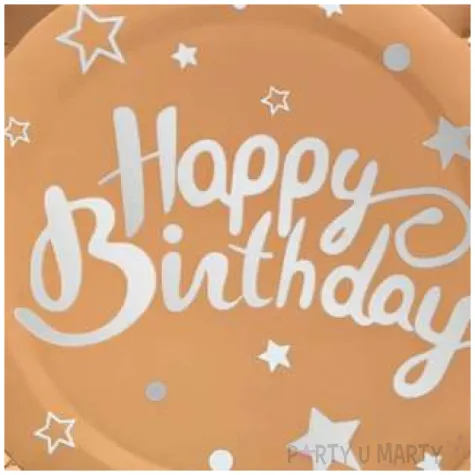 talerzyki papierowe happy birthday rozowe zloto partypal 18 cm 6 szt