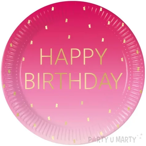 talerzyki papierowe happy birthday rozowy procos 23 cm 8 szt
