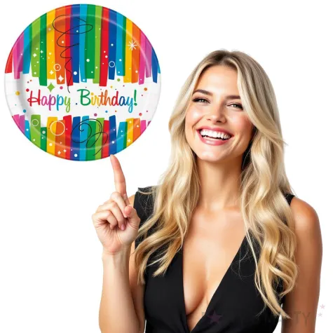 talerzyki papierowe happy birthday unique 18 cm 8 szt