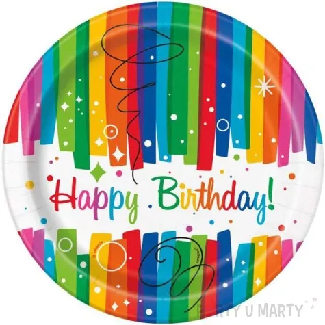 talerzyki papierowe happy birthday unique 18 cm 8 szt