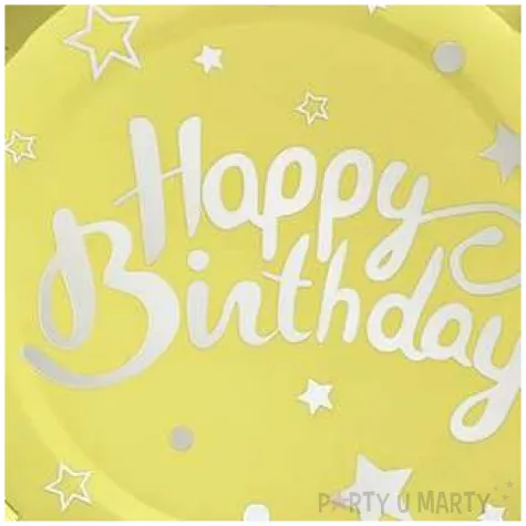 talerzyki papierowe happy birthday zlote partypal 18 cm 6 szt