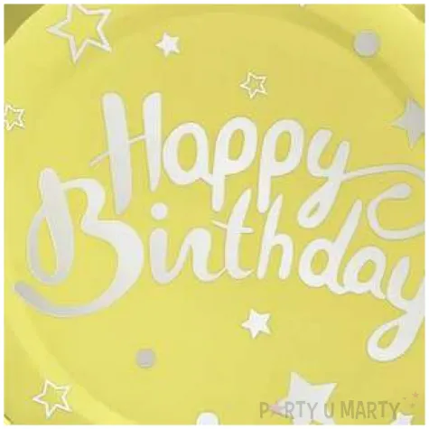 talerzyki papierowe happy birthday zlote partypal 23 cm 6 szt