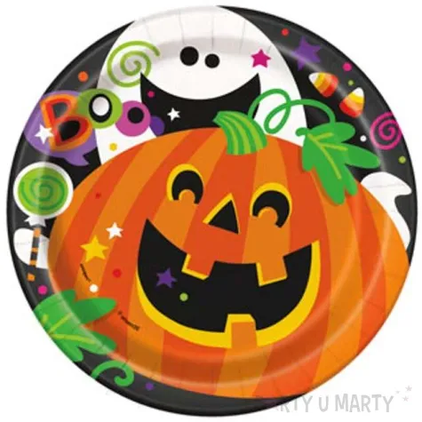 talerzyki papierowe happy halloween unique 18 cm 8 szt