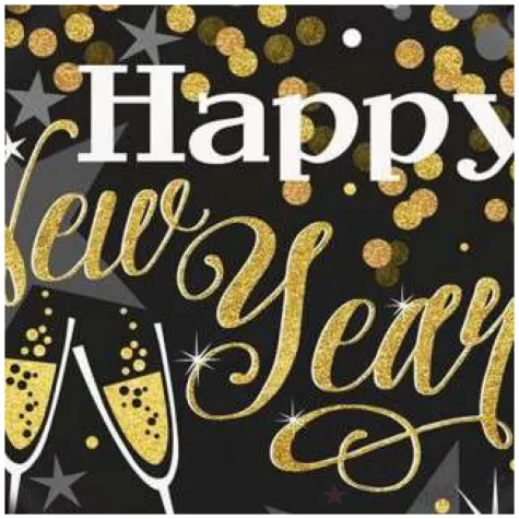 talerzyki papierowe happy new year czarne unique 18 cm 8 szt