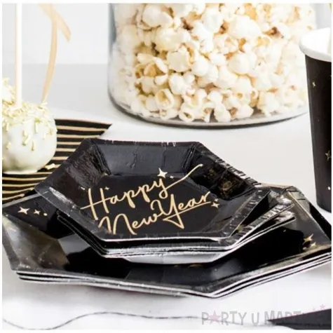 talerzyki papierowe happy new year partydeco 12 5 cm 6 szt