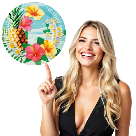 talerzyki papierowe hawajski hibiscus z ananasem boland 23 cm 6 szt