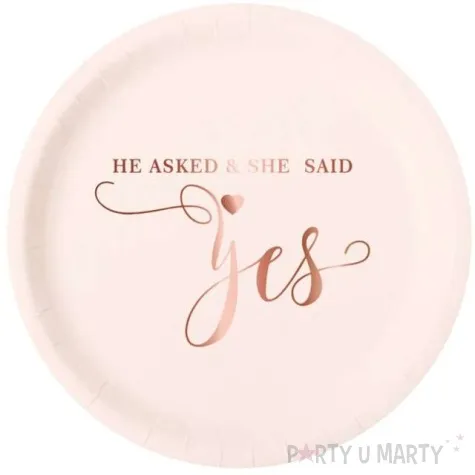 talerzyki papierowe he asked she said yes pastelowe partypal 6 szt