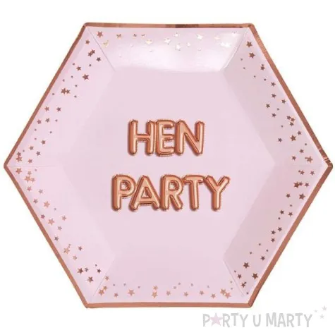 talerzyki papierowe hen party wieczor panienski rozowo zlote neviti 27 cm