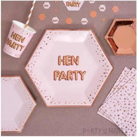 talerzyki papierowe hen party wieczor panienski rozowo zlote neviti 27 cm