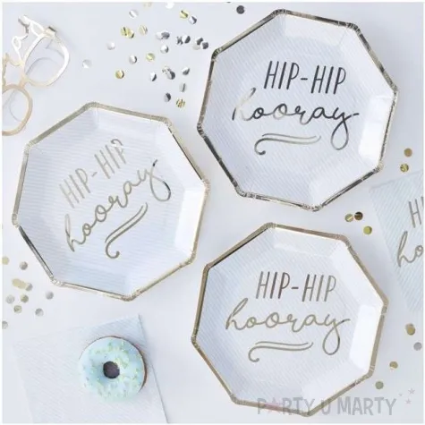 talerzyki papierowe hip hip hooray niebieskie ginger ray 25 cm 8 szt