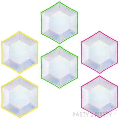talerzyki papierowe holograficzne mix partydeco 20 cm 6 szt