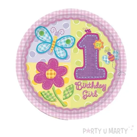 talerzyki papierowe hugs stitches rozowe 27 cm 8 szt