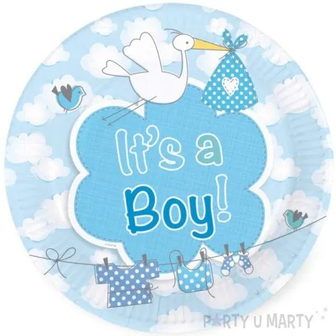 talerzyki papierowe its a boy 18 cm folat 8 szt
