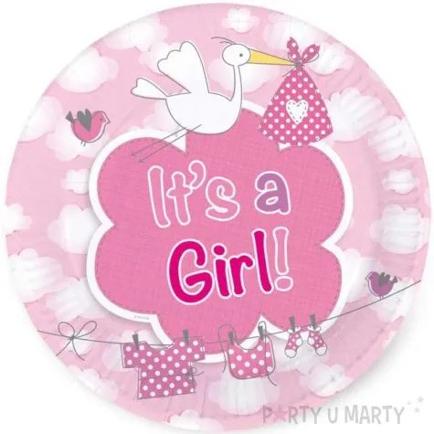 talerzyki papierowe its a girl 18 cm folat 8 szt