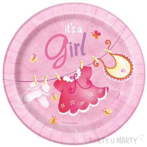 talerzyki papierowe its a girl 18 cm unique 8 szt