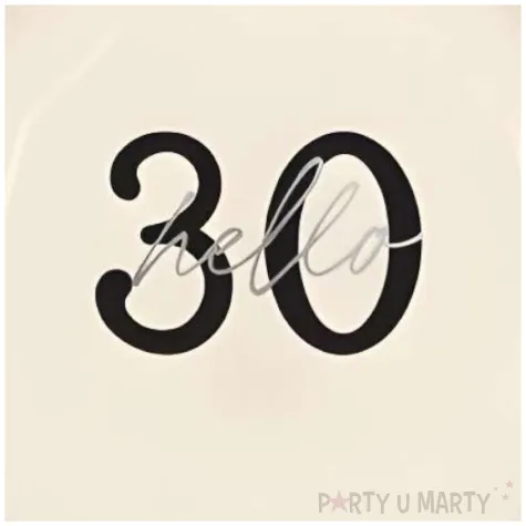 talerzyki papierowe jednorazowe dekoracja na 30 urodziny hello 30 kremowe 18 cm 6 szt
