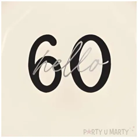 talerzyki papierowe jednorazowe dekoracja na 60 urodziny hello 60 kremowe 18 cm 6 szt