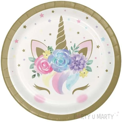 talerzyki papierowe jednorozec creativeconverting 18 cm 8 szt