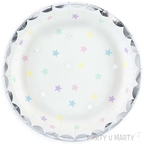 talerzyki papierowe jednorozec gwiazdki partydeco 18 cm 6 szt