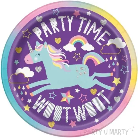 talerzyki papierowe jednorozec party time unique 18 cm 8 szt