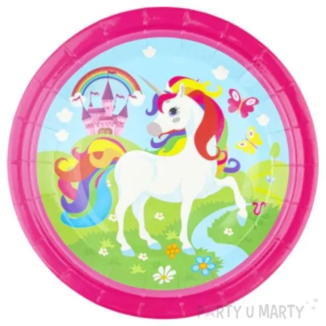 talerzyki papierowe jednorozec teczowy partypal 18 cm 6 szt