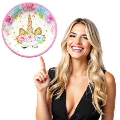 talerzyki papierowe jednorozec unicorn jix 17 5 cm 6 szt