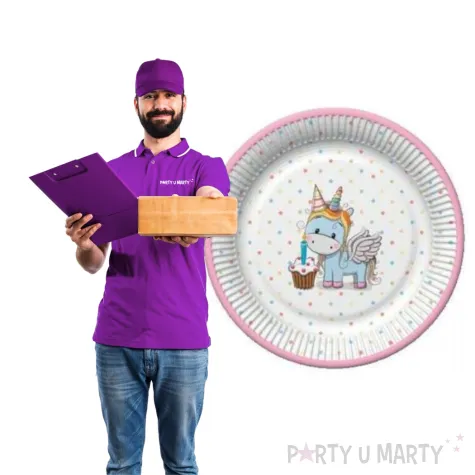 talerzyki papierowe jednorozec unicorn mix 18 cm 8 szt