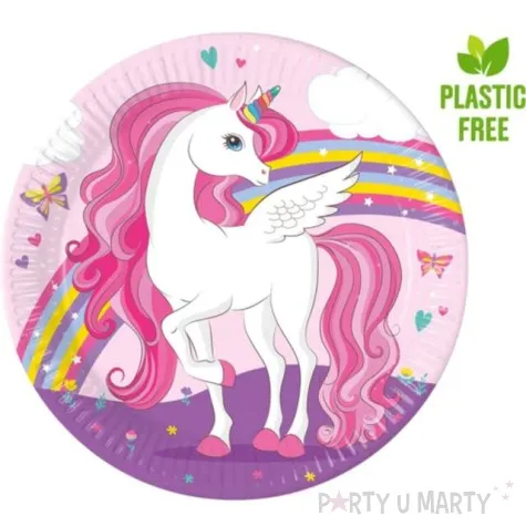 talerzyki papierowe jednorozec unicorn rainbow colors procos 23 cm 8 szt