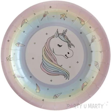 talerzyki papierowe jednorozec unicorn santex 23 cm 10 szt