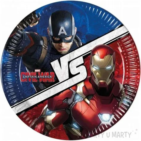 talerzyki papierowe kapitan ameryka civil war procos 23 cm 8 szt