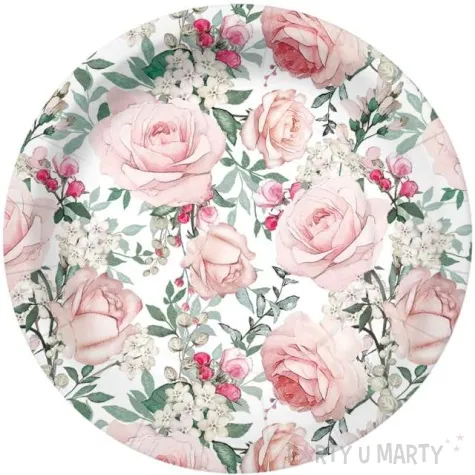 talerzyki papierowe klasyczne roze paw 18 cm 10 szt