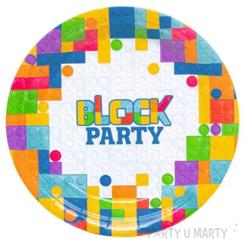 talerzyki papierowe klocki block party partypal 18 cm 6 szt