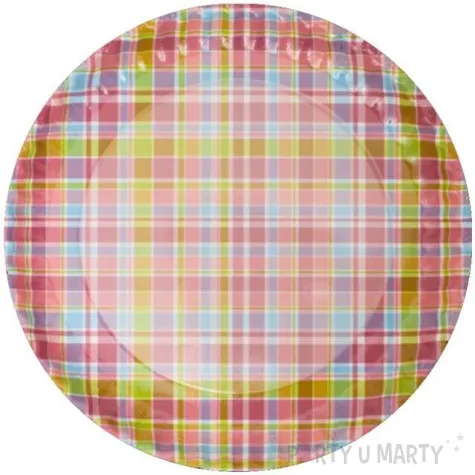 talerzyki papierowe kolorowa kratka fsopakowania 23 cm 8 szt
