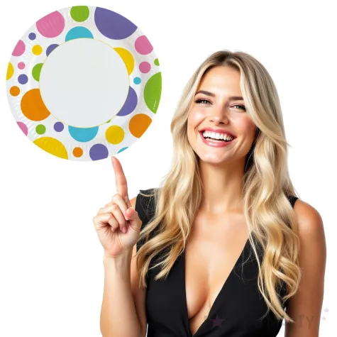 talerzyki papierowe kolorowe groszki amscan 23 cm 8 szt