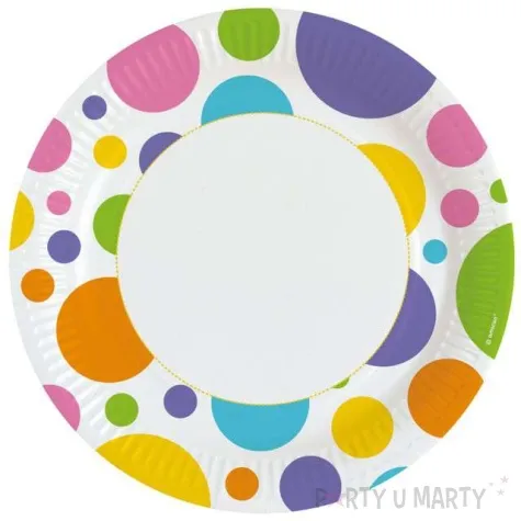 talerzyki papierowe kolorowe groszki amscan 23 cm 8 szt