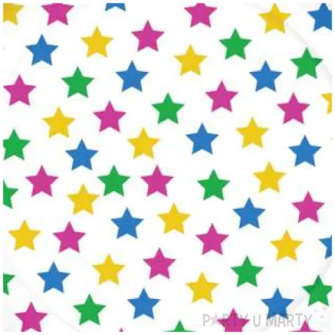 talerzyki papierowe kolorowe gwiazdki biale paw 18 cm 10 szt