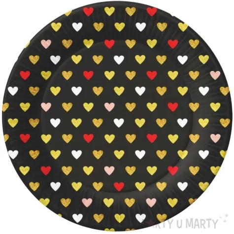 talerzyki papierowe kolorowe serduszka xoxo czarny godan 18 cm 6 szt