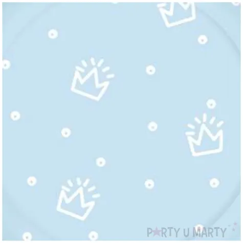 talerzyki papierowe korony i kropki blekitne paw 18 cm 10 szt
