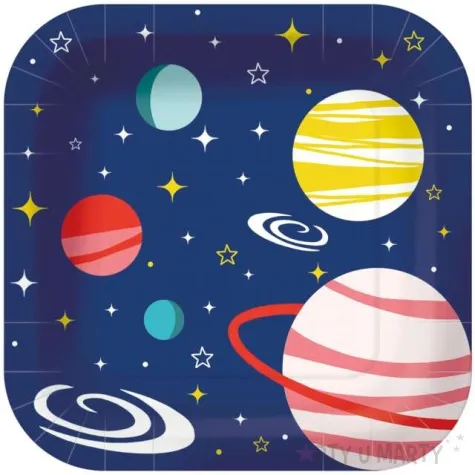 talerzyki papierowe kosmos kwadratowe granatowy paw 23 cm 10 szt