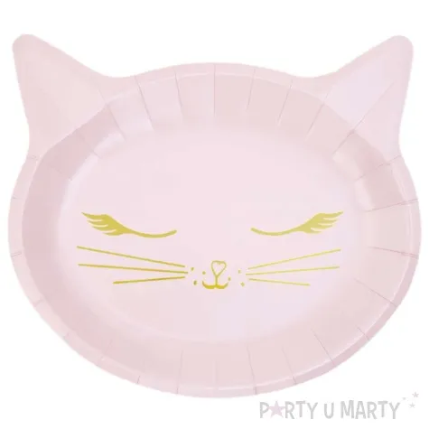 talerzyki papierowe kotek rozowy partydeco 22x20 cm 6 szt